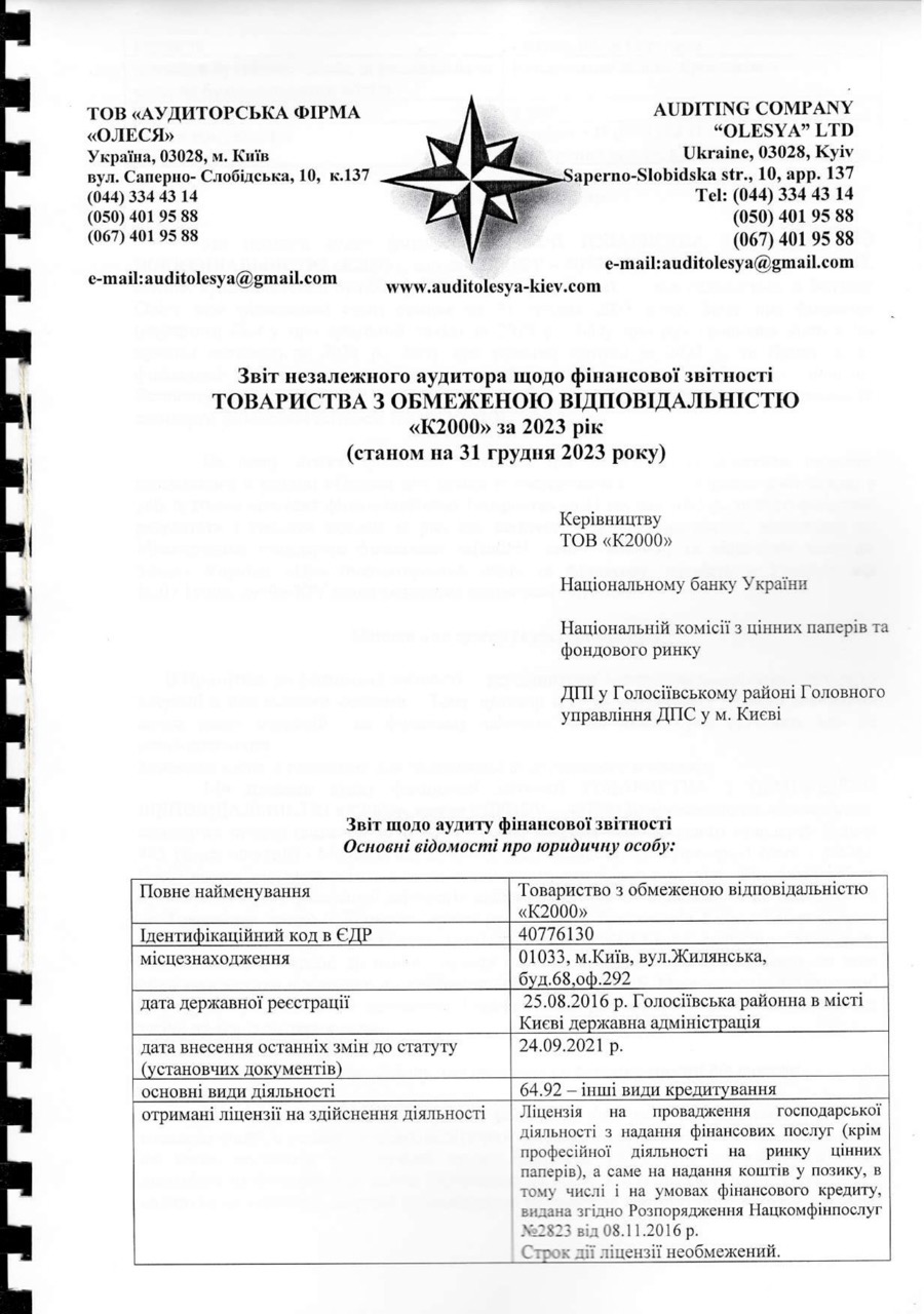 Звіт аудиторській за 2023 рік